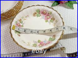 VINTAGE Limoges Wild Rose Floral 24 pc Plates & Bowls 2 Sizes Gold 22K USA