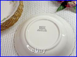 VINTAGE Limoges Wild Rose Floral 24 pc Plates & Bowls 2 Sizes Gold 22K USA