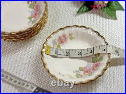 VINTAGE Limoges Wild Rose Floral 24 pc Plates & Bowls 2 Sizes Gold 22K USA