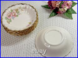 VINTAGE Limoges Wild Rose Floral 24 pc Plates & Bowls 2 Sizes Gold 22K USA