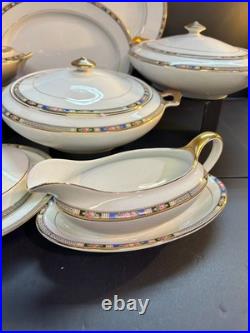 VINTAGE National China Co 18K Gold Warranted Serving Set (10 Pcs) Floral Border