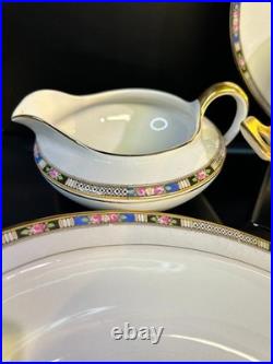 VINTAGE National China Co 18K Gold Warranted Serving Set (10 Pcs) Floral Border
