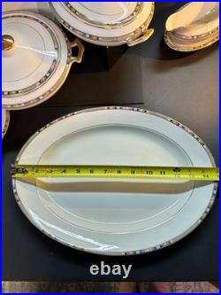 VINTAGE National China Co 18K Gold Warranted Serving Set (10 Pcs) Floral Border