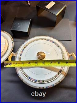 VINTAGE National China Co 18K Gold Warranted Serving Set (10 Pcs) Floral Border