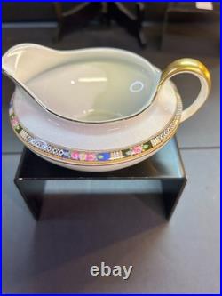 VINTAGE National China Co 18K Gold Warranted Serving Set (10 Pcs) Floral Border