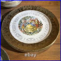 VINTAGE Sabin Crest-O-Gold (20 Pc) Dinnerware Set 22K Gold Trim FREE SHIP