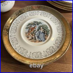 VINTAGE Sabin Crest-O-Gold (20 Pc) Dinnerware Set 22K Gold Trim FREE SHIP