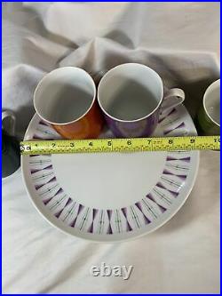 VTGAtomic Set of 4 GOLD CHINA 9.25 Modernaire Lunch Plate with Mugs JAPAN