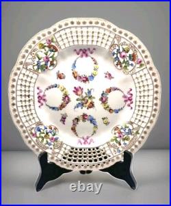 VTGDresde Carl Thieme Reticulated H/Paintedb Floral Design Cabinet Plate 10D