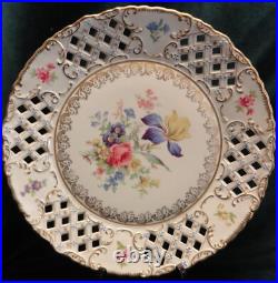 VTG 14 Schwarzenhammer Complex Pierced Reticulated Gilded Floral Plate Germany VTG 14 Schwarzenhammer Complex Pierced Reticulated Gilded Floral Plate Germany