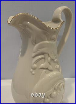 VTG 1994 Lenox The Waveswept Pitcher With Dolphins In Ocean Ivory Gold Trim USA
