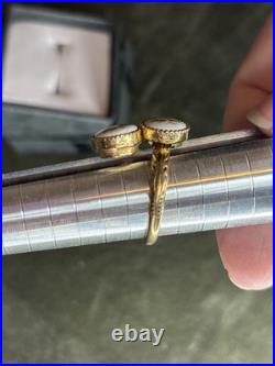 VTG Goldtone Sarah Coventry Porcelain Rose Sweet Briar Ring Rare Sz 7 Adjusting