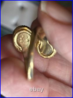 VTG Goldtone Sarah Coventry Porcelain Rose Sweet Briar Ring Rare Sz 7 Adjusting