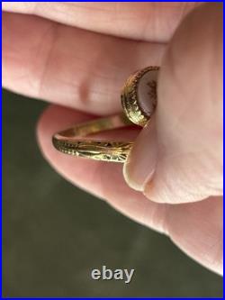 VTG Goldtone Sarah Coventry Porcelain Rose Sweet Briar Ring Rare Sz 7 Adjusting