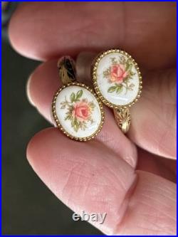 VTG Goldtone Sarah Coventry Porcelain Rose Sweet Briar Ring Rare Sz 7 Adjusting