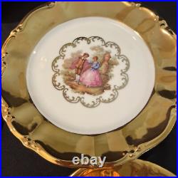 VTG KRONESTEE BAVARIA GOLD 12 pc 4 LUNCHEON PLATE, 4 CUPS 4 SAUCERS