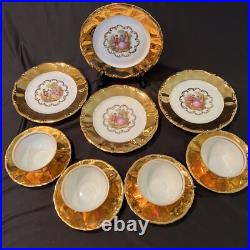 VTG KRONESTEE BAVARIA GOLD 12 pc 4 LUNCHEON PLATE, 4 CUPS 4 SAUCERS