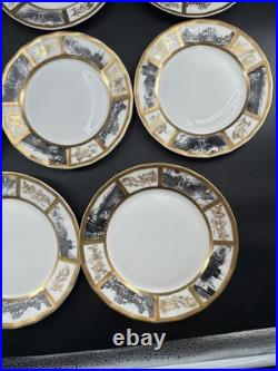 VTG Limoges France Porcelain Gold & Landscape Plate Lot 12-6.25 & 3-7.25