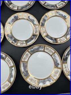 VTG Limoges France Porcelain Gold & Landscape Plate Lot 12-6.25 & 3-7.25