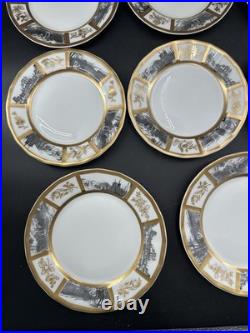 VTG Limoges France Porcelain Gold & Landscape Plate Lot 12-6.25 & 3-7.25