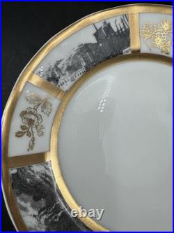 VTG Limoges France Porcelain Gold & Landscape Plate Lot 12-6.25 & 3-7.25