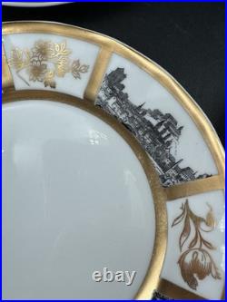 VTG Limoges France Porcelain Gold & Landscape Plate Lot 12-6.25 & 3-7.25