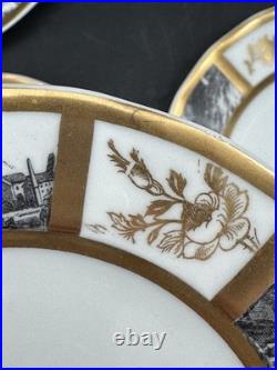 VTG Limoges France Porcelain Gold & Landscape Plate Lot 12-6.25 & 3-7.25