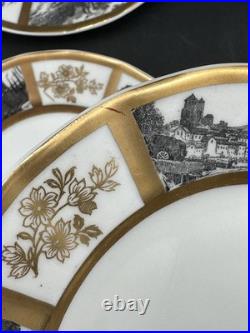 VTG Limoges France Porcelain Gold & Landscape Plate Lot 12-6.25 & 3-7.25