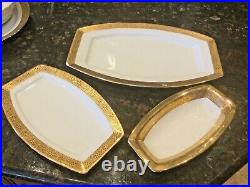 VTG Rare 24 Karat Gold Rimmed Trio of China Serving Platters by Royal Bavaria