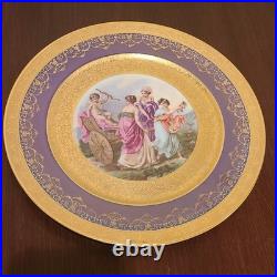 VTG Warranted 22 Karat Gold Dinner 11 In Plates Royal China Gold/Purle set of 6 VTG Warranted 22 Karat Gold Dinner 11 In Plates Royal China Gold/Purle set of 6