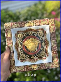 Versace Rosenthal Medusa Red & Gold Porcelain China Serving plate