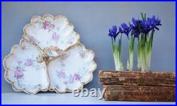 Very Fine Porcelain Leaf Compote Gillan Verdon Gilded Edges