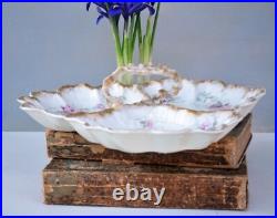 Very Fine Porcelain Leaf Compote Gillan Verdon Gilded Edges
