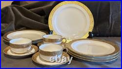 Vignaud VIG28 Wanamaker 3 Ea. Dinner Luncheon Plate Cup & Saucer Gold Encrusted