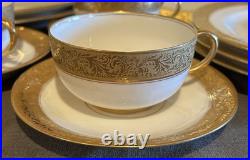 Vignaud VIG28 Wanamaker 3 Ea. Dinner Luncheon Plate Cup & Saucer Gold Encrusted