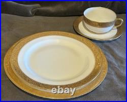 Vignaud VIG28 Wanamaker 3 Ea. Dinner Luncheon Plate Cup & Saucer Gold Encrusted