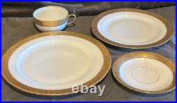 Vignaud VIG28 Wanamaker 3 Ea. Dinner Luncheon Plate Cup & Saucer Gold Encrusted