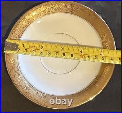 Vignaud VIG28 Wanamaker 3 Ea. Dinner Luncheon Plate Cup & Saucer Gold Encrusted