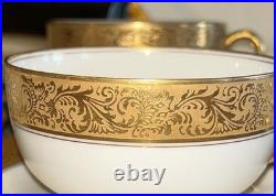 Vignaud VIG28 Wanamaker 3 Ea. Dinner Luncheon Plate Cup & Saucer Gold Encrusted
