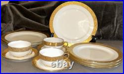 Vignaud VIG28 Wanamaker 3 Ea. Dinner Luncheon Plate Cup & Saucer Gold Encrusted