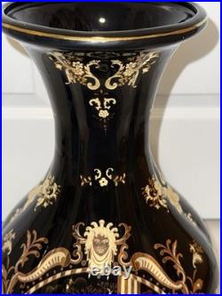 Vintage 18 Black Gold Chinoiserie Porcelain Vase Regency Classical Scene China
