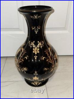 Vintage 18 Black Gold Chinoiserie Porcelain Vase Regency Classical Scene China
