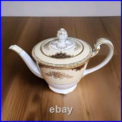 Vintage 1940 Noritake China Japan #4989 Teapot-White, Cream, Black with Gold Trim