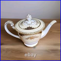 Vintage 1940 Noritake China Japan #4989 Teapot-White, Cream, Black with Gold Trim