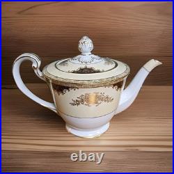 Vintage 1940 Noritake China Japan #4989 Teapot-White, Cream, Black with Gold Trim