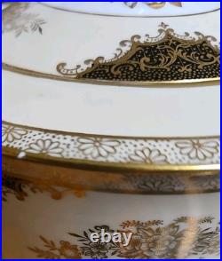 Vintage 1940 Noritake China Japan #4989 Teapot-White, Cream, Black with Gold Trim