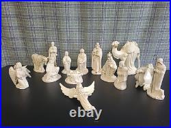 Vintage 1962 White Gold Porcelain China Nativity Large Set Evelyn W. E. W