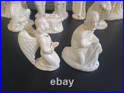 Vintage 1962 White Gold Porcelain China Nativity Large Set Evelyn W. E. W