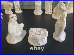 Vintage 1962 White Gold Porcelain China Nativity Large Set Evelyn W. E. W
