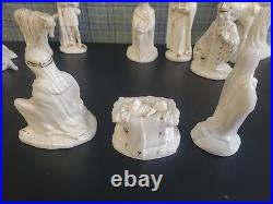 Vintage 1962 White Gold Porcelain China Nativity Large Set Evelyn W. E. W